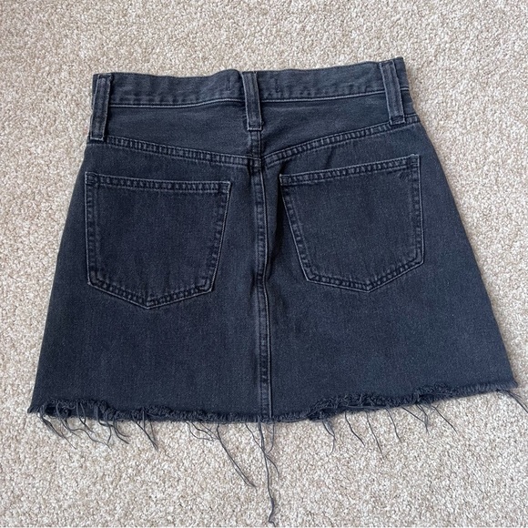 Madewell Black Rigid Denim A-Line Distressed Skirt Size 25 - Picture 7 of 13